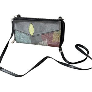 ESPE Vegan Leather Crossbody Convertible Clutch Bag Detachable Strap Leaf Wallet